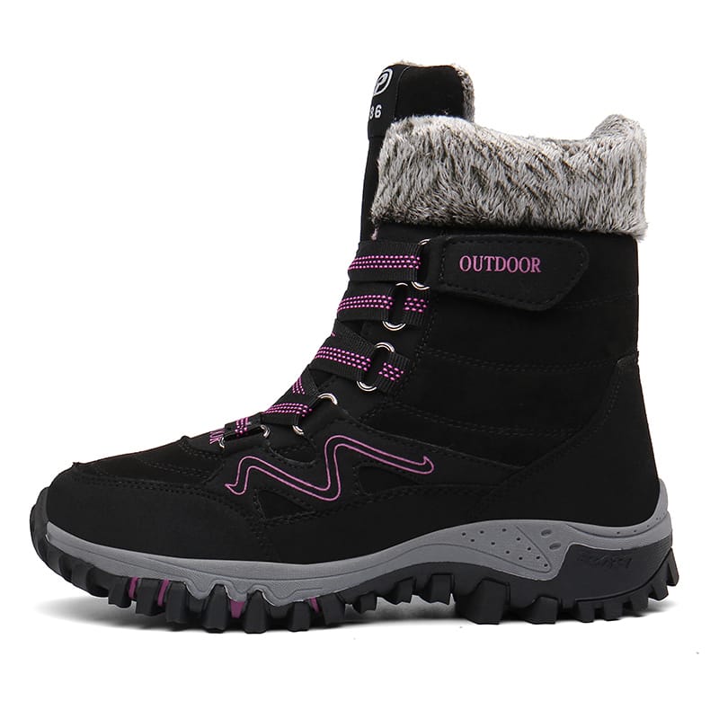 Durable flat double face wool lining lace-up durable outdoor snow boots nga mga babaye (3)