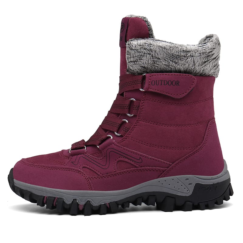 Устойчиви плоски обувки с вълнена подплата и връзки за открито, дамски обувки за сняг (4)