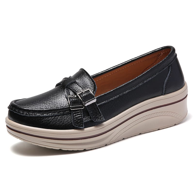 Latest Design Fashion Female Flat Women Leather Loafers Shoes (1)